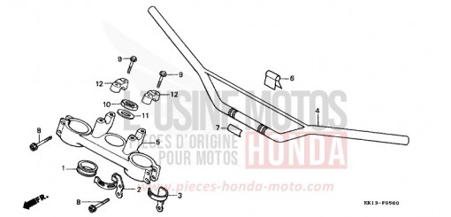 TUYAU DE GUIDON/PONT SUPERIEUR XR250RM de 1991